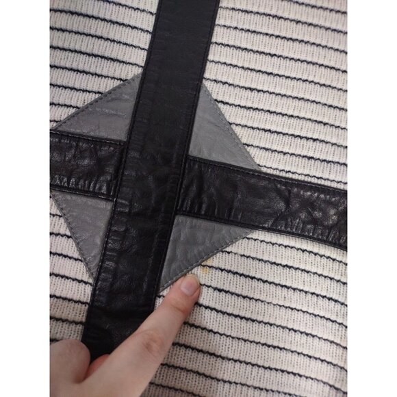 Vtg 90s Mr Rodia Striped Cross Sweater Black & White Size Large - Grunge… - Picture 3 of 5